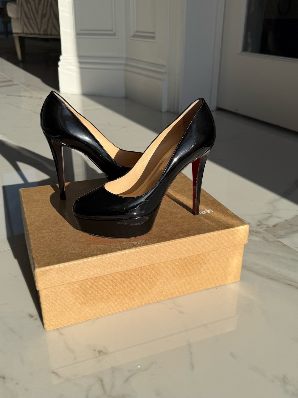 Christian Louboutin Black Patent Leather Bianca 120